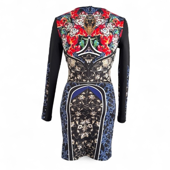 CLOVER CANYON BAROQUE EGG LONG SLEEVED STRAIGHT BLUE RED SHEATH DRESS SZ S - Picture 4 of 6